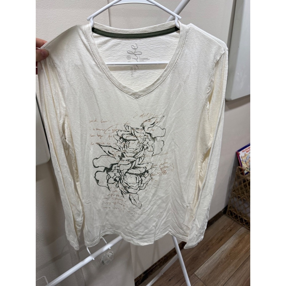 Y2K Romantic Fairycore Graphic Tee Cream Rose  Made for Life Size Large